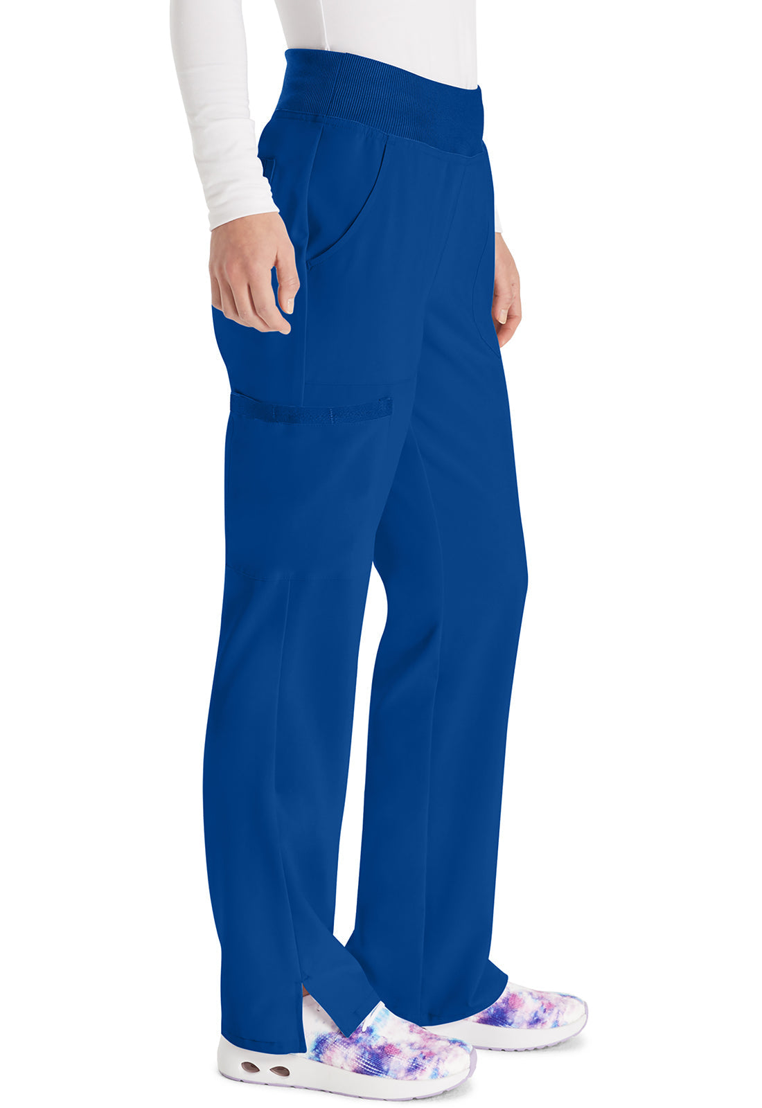 EDS Essentials DK005 Women's Natural Rise Tapered Leg Pull-On Scrub Pants Galaxy Blue