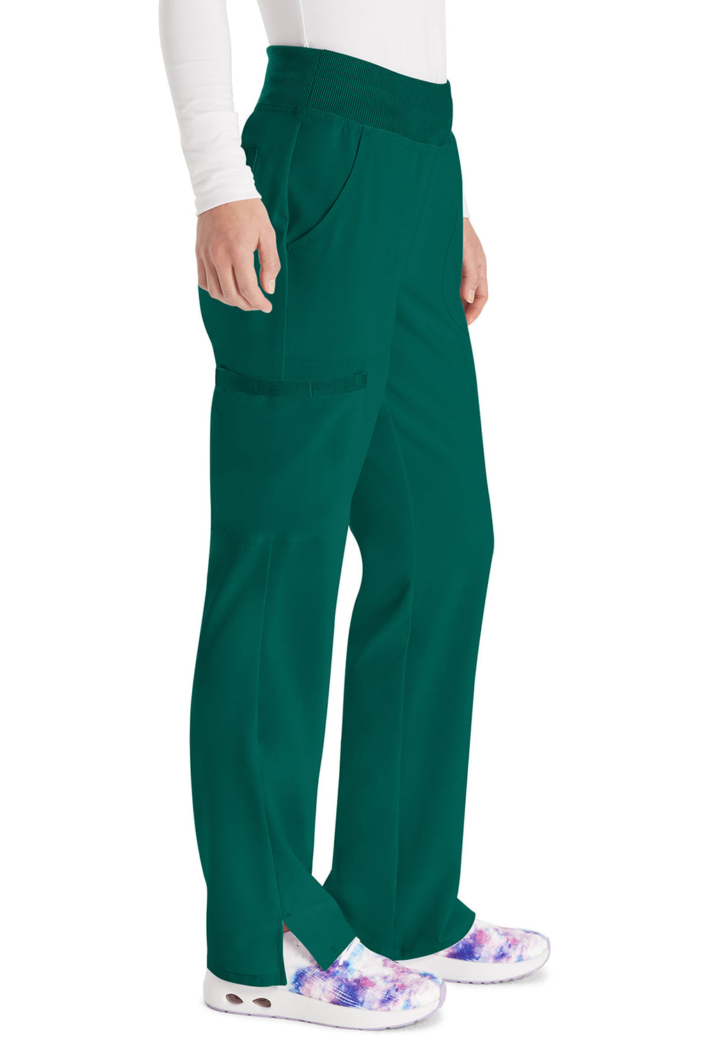 EDS Essentials DK005 Women's Natural Rise Tapered Leg Pull-On Scrub Pants Hunter Green
