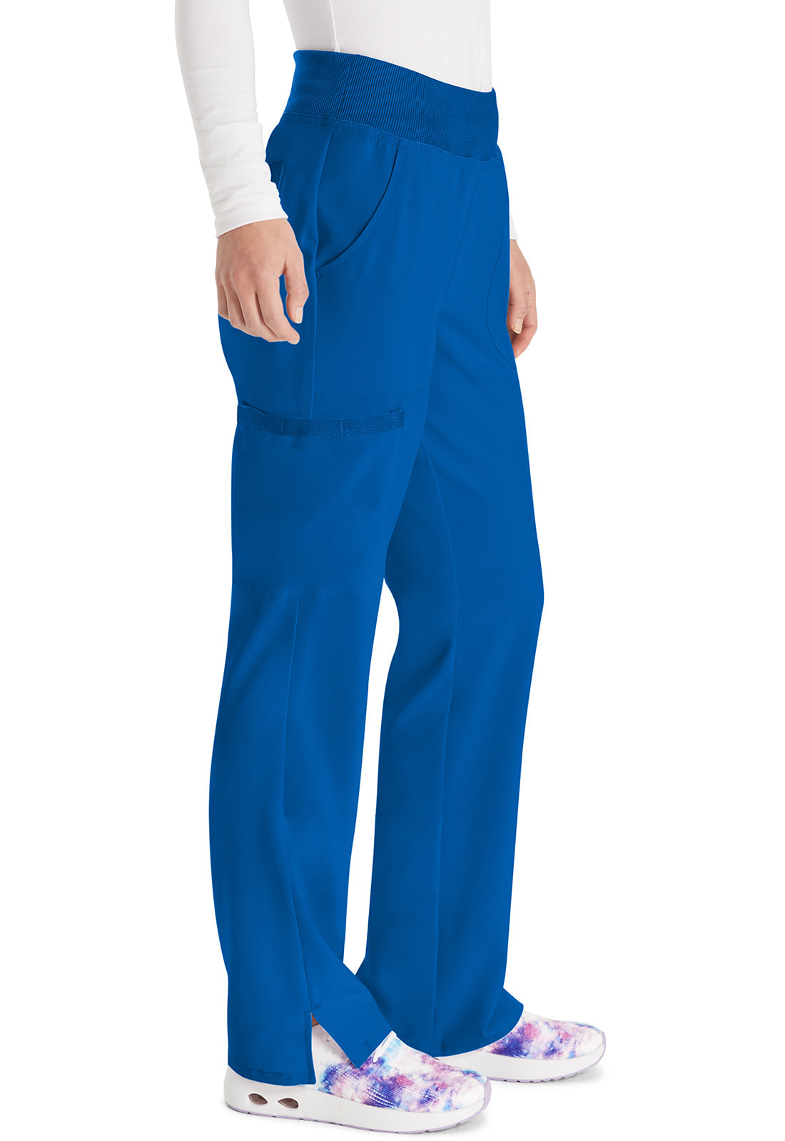 EDS Essentials DK005 Women's Natural Rise Tapered Leg Pull-On Scrub Pants Royal