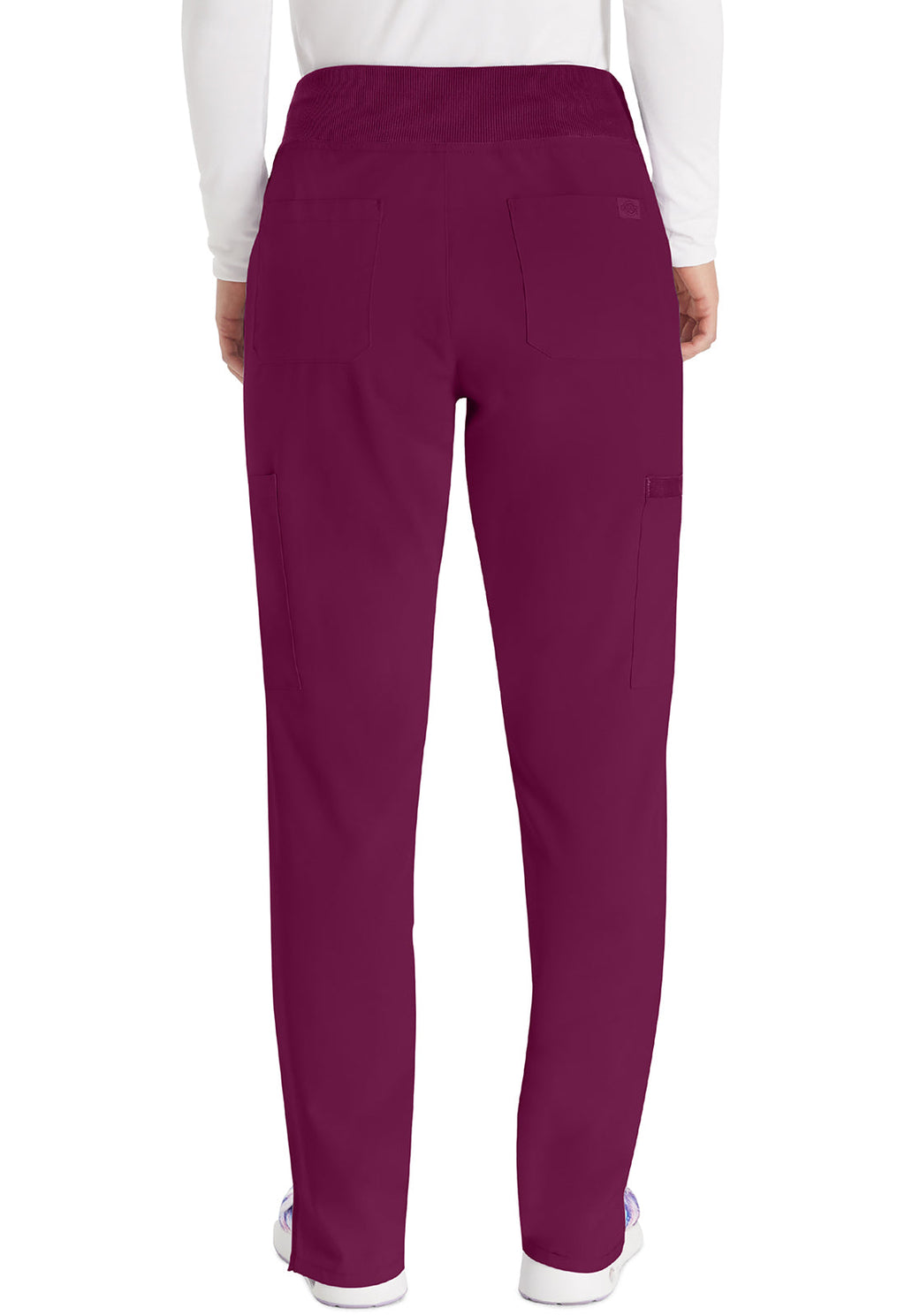 EDS Essentials DK005 Women's Natural Rise Tapered Leg Pull-On Scrub Pants Wine