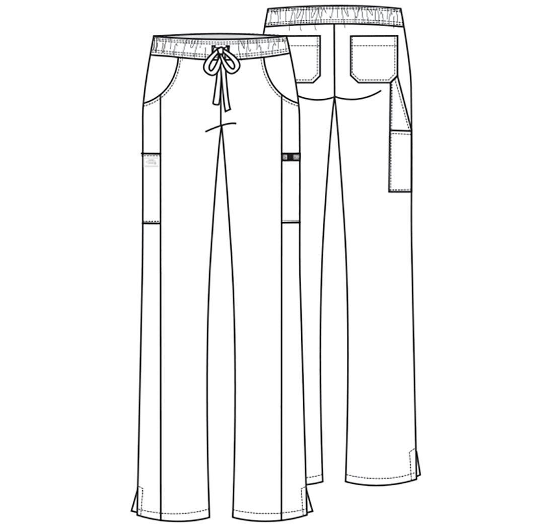 EDS Essentials DK010 Women's Mid Rise Straight Leg Drawstring Scrub Pants Teal Blue