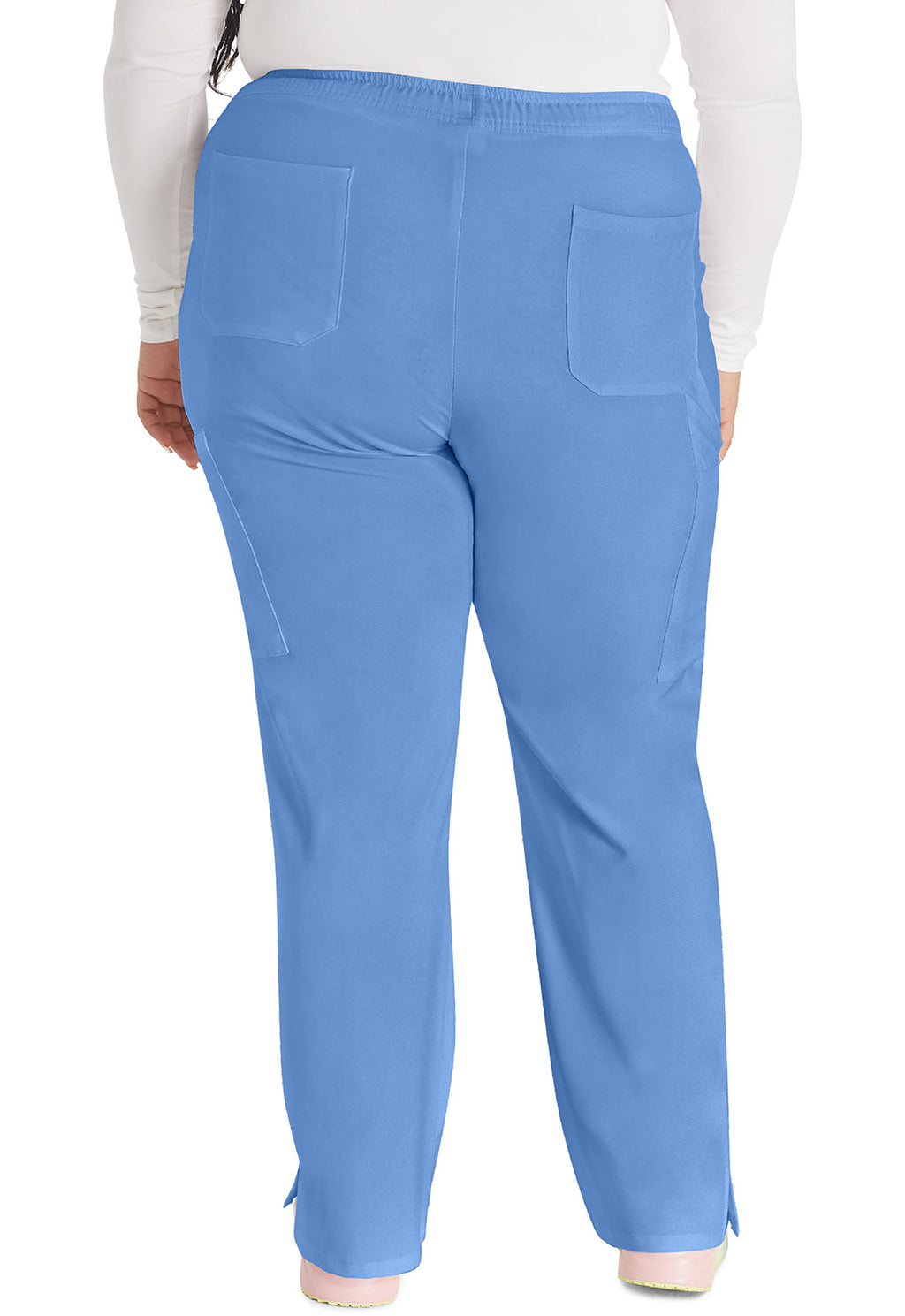 EDS Essentials DK010 Women's Mid Rise Straight Leg Drawstring Scrub Pants Ciel