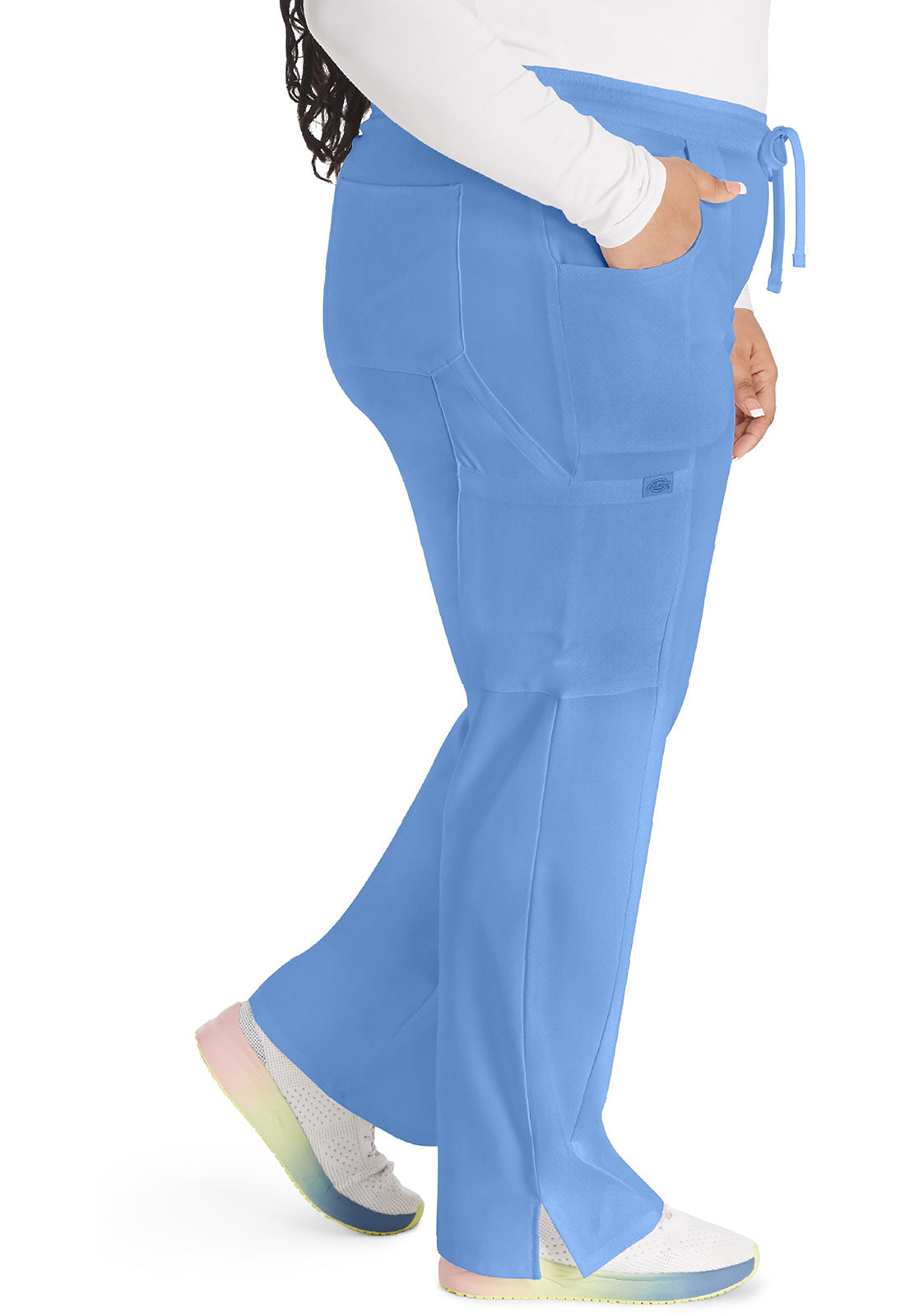 EDS Essentials DK010 Women's Mid Rise Straight Leg Drawstring Scrub Pants Ciel