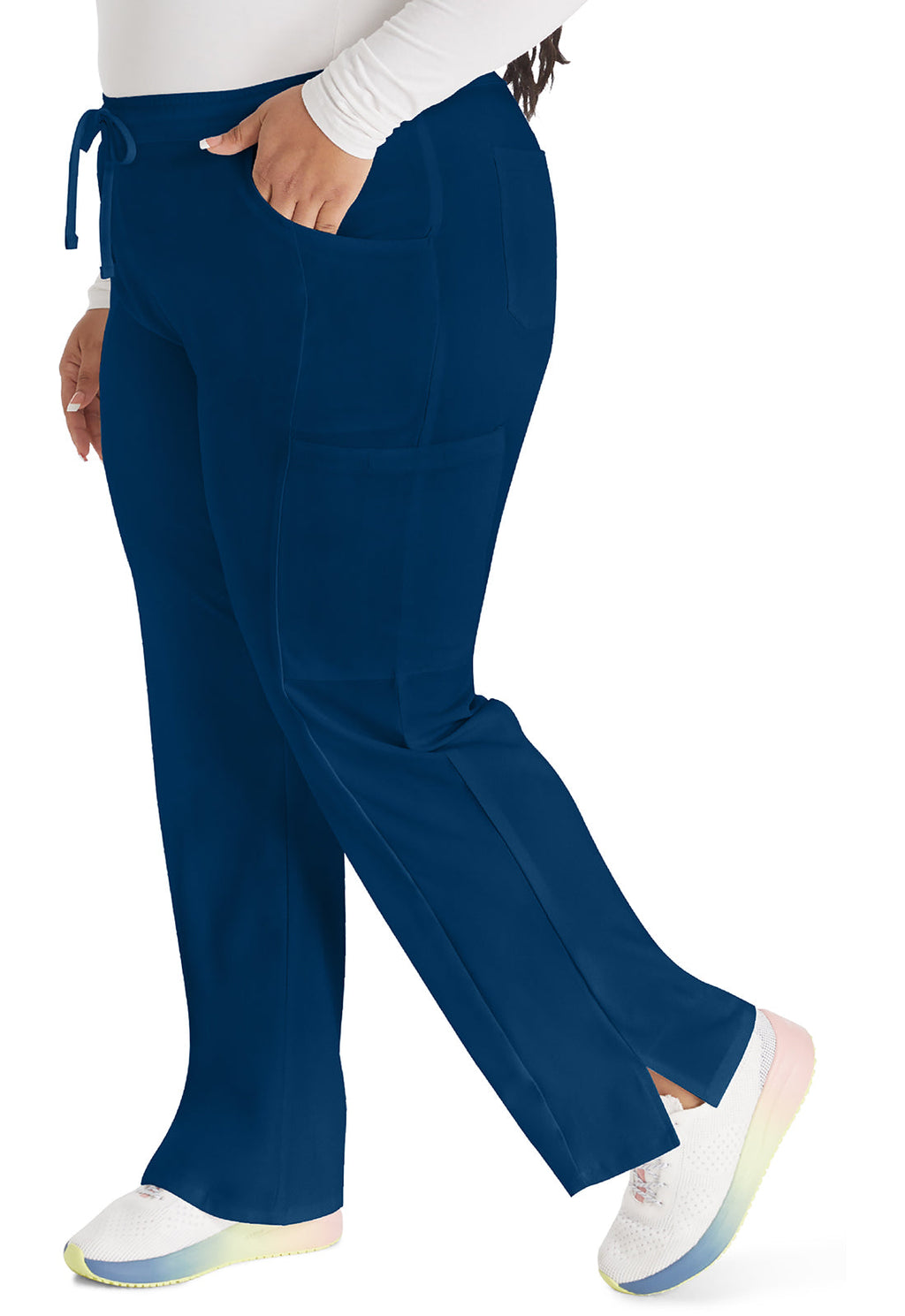EDS Essentials DK010 Women's Mid Rise Straight Leg Drawstring Scrub Pants Navy