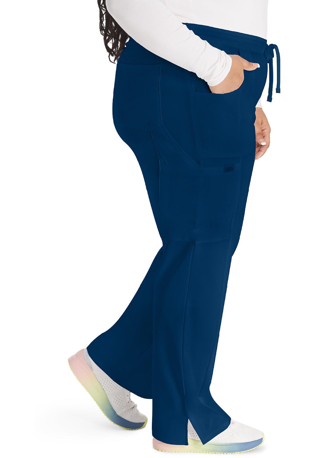 EDS Essentials DK010 Women's Mid Rise Straight Leg Drawstring Scrub Pants Navy