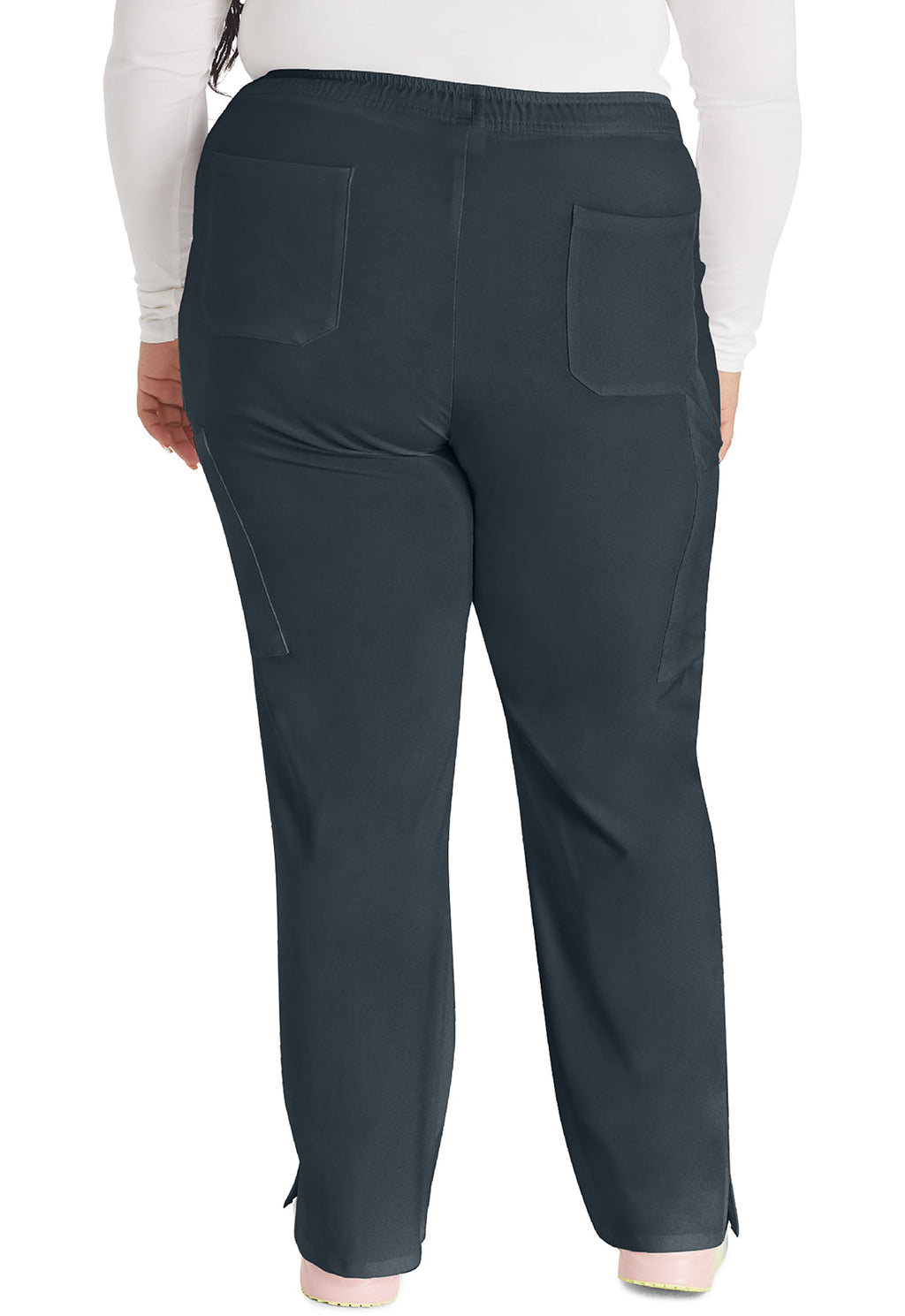 EDS Essentials DK010 Women's Mid Rise Straight Leg Drawstring Scrub Pants Pewter