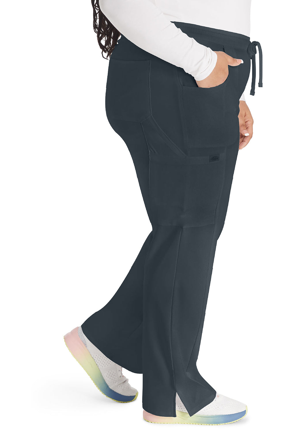 EDS Essentials DK010 Women's Mid Rise Straight Leg Drawstring Scrub Pants Pewter