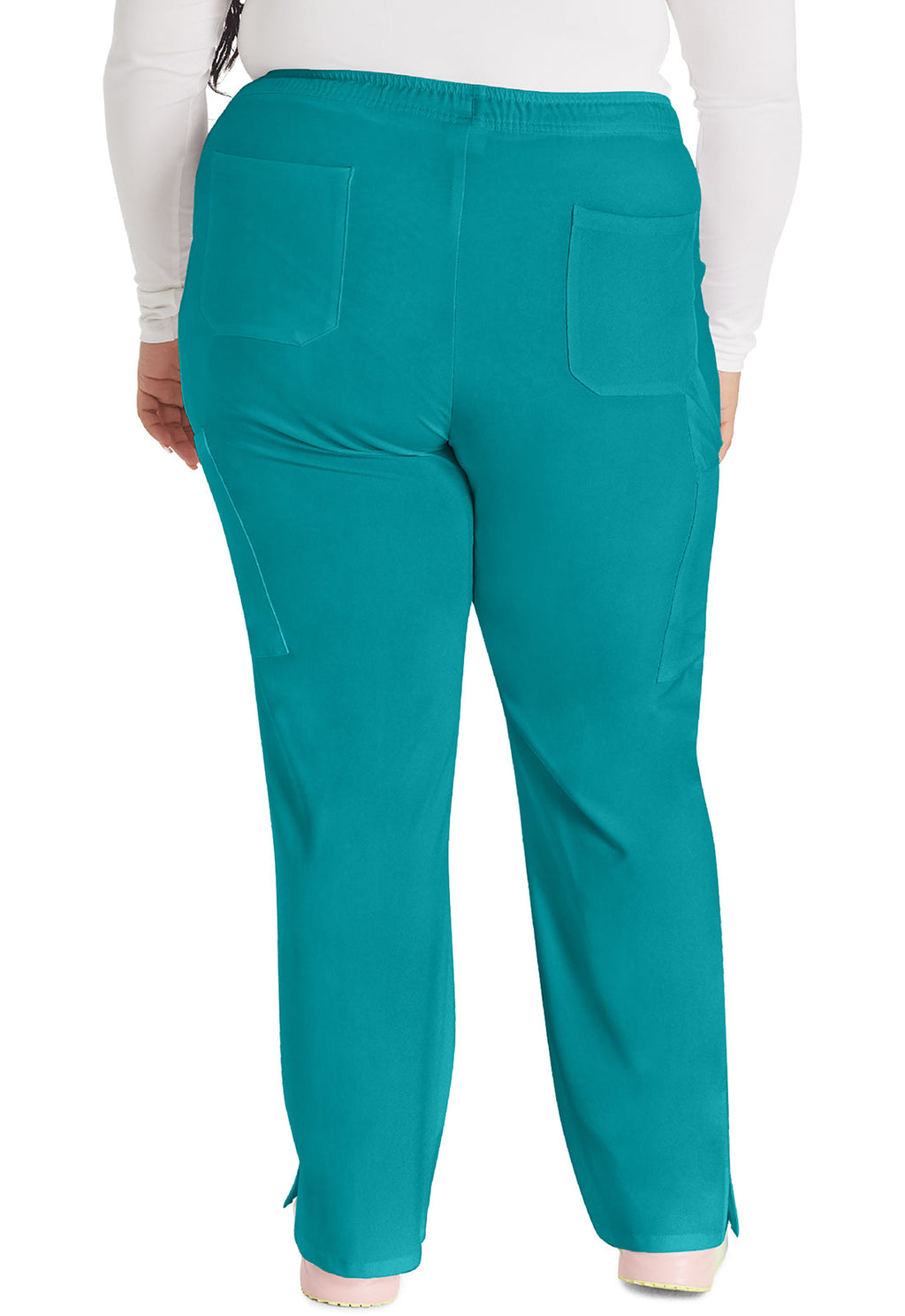 EDS Essentials DK010 Women's Mid Rise Straight Leg Drawstring Scrub Pants Teal Blue