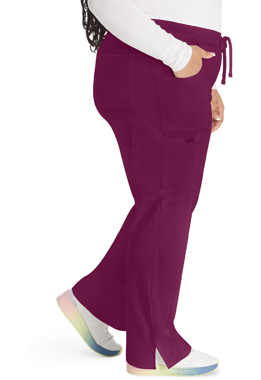 EDS Essentials DK010 Women's Mid Rise Straight Leg Drawstring Scrub Pants Wine