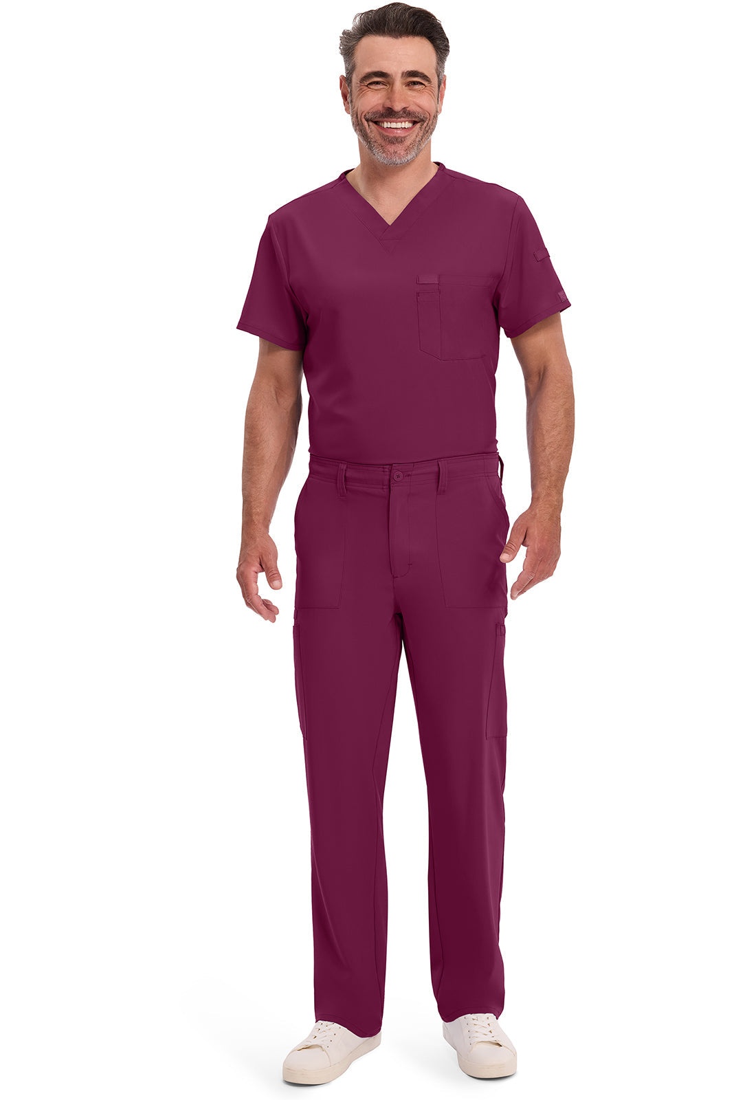EDS Essentials DK015 Men's Natural Rise Drawstring Scrub Pants Wine