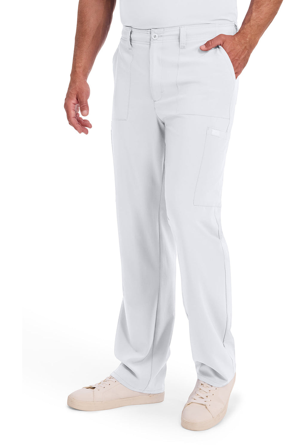 EDS Essentials DK015 Men's Natural Rise Drawstring Scrub Pants White