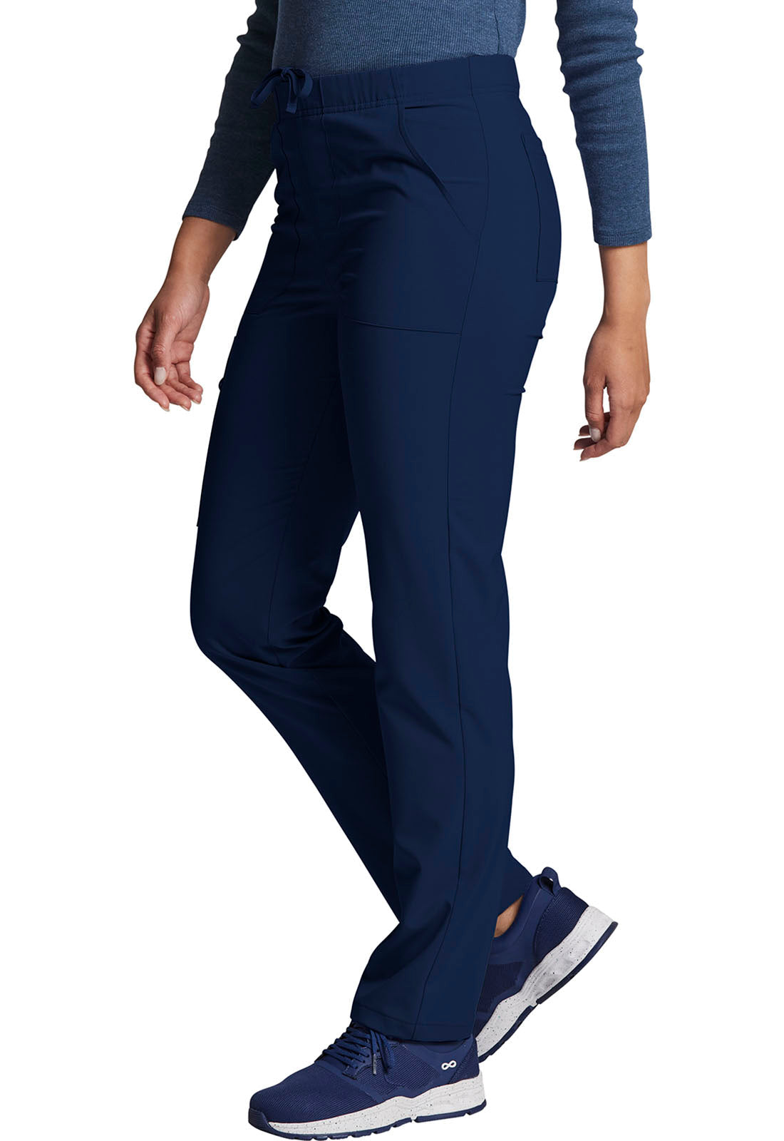 EDS Essentials DK019 Unisex Natural Rise Tapered Leg Pants Navy Model Image Right Side | Dickies