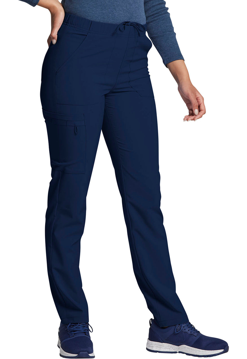 EDS Essentials DK019 Unisex Natural Rise Tapered Leg Pants Navy Model Image Left Side | Dickies