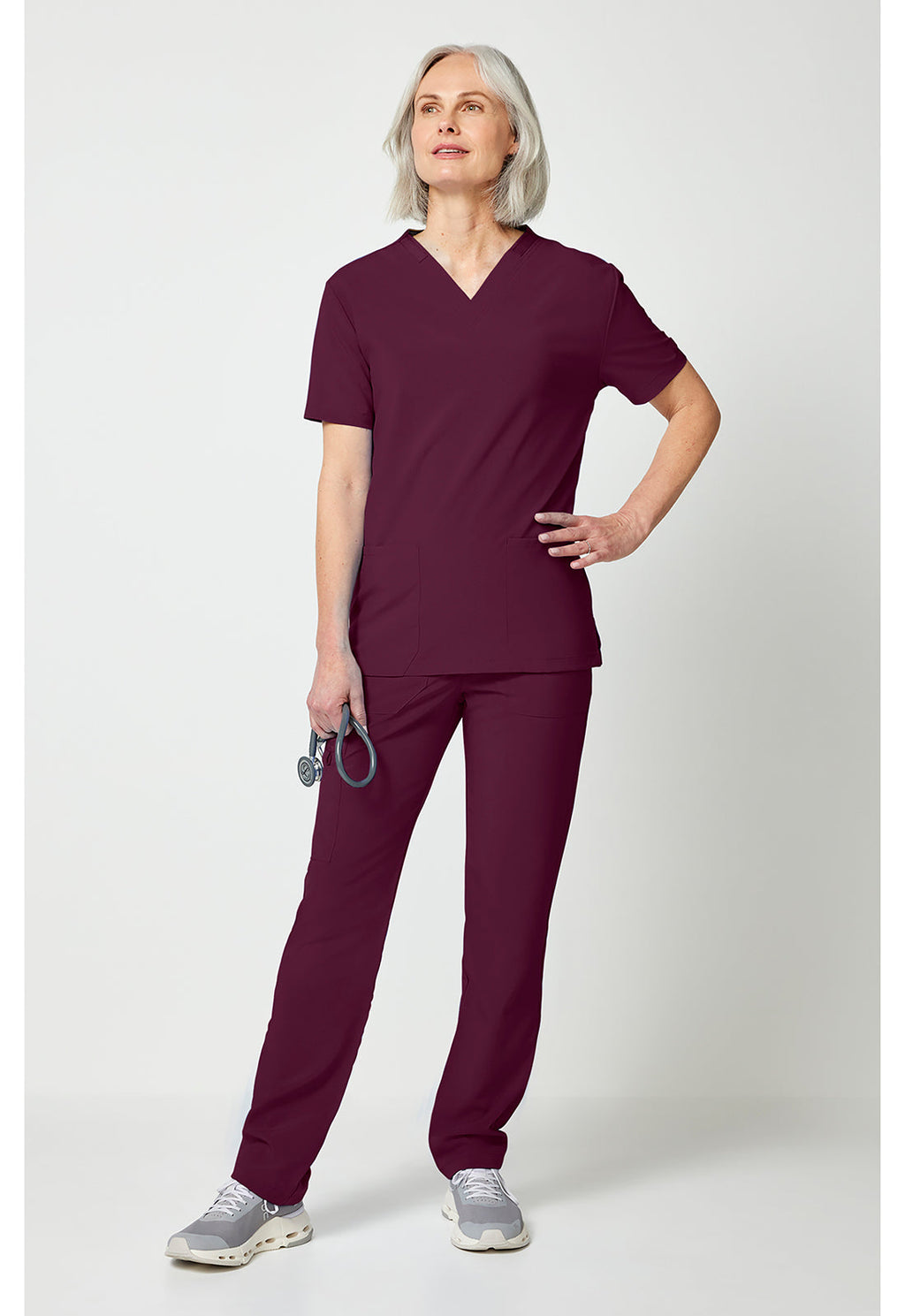 EDS Essentials DK019 Unisex Unisex Natural Rise Tapered Leg Scrub Pants Wine