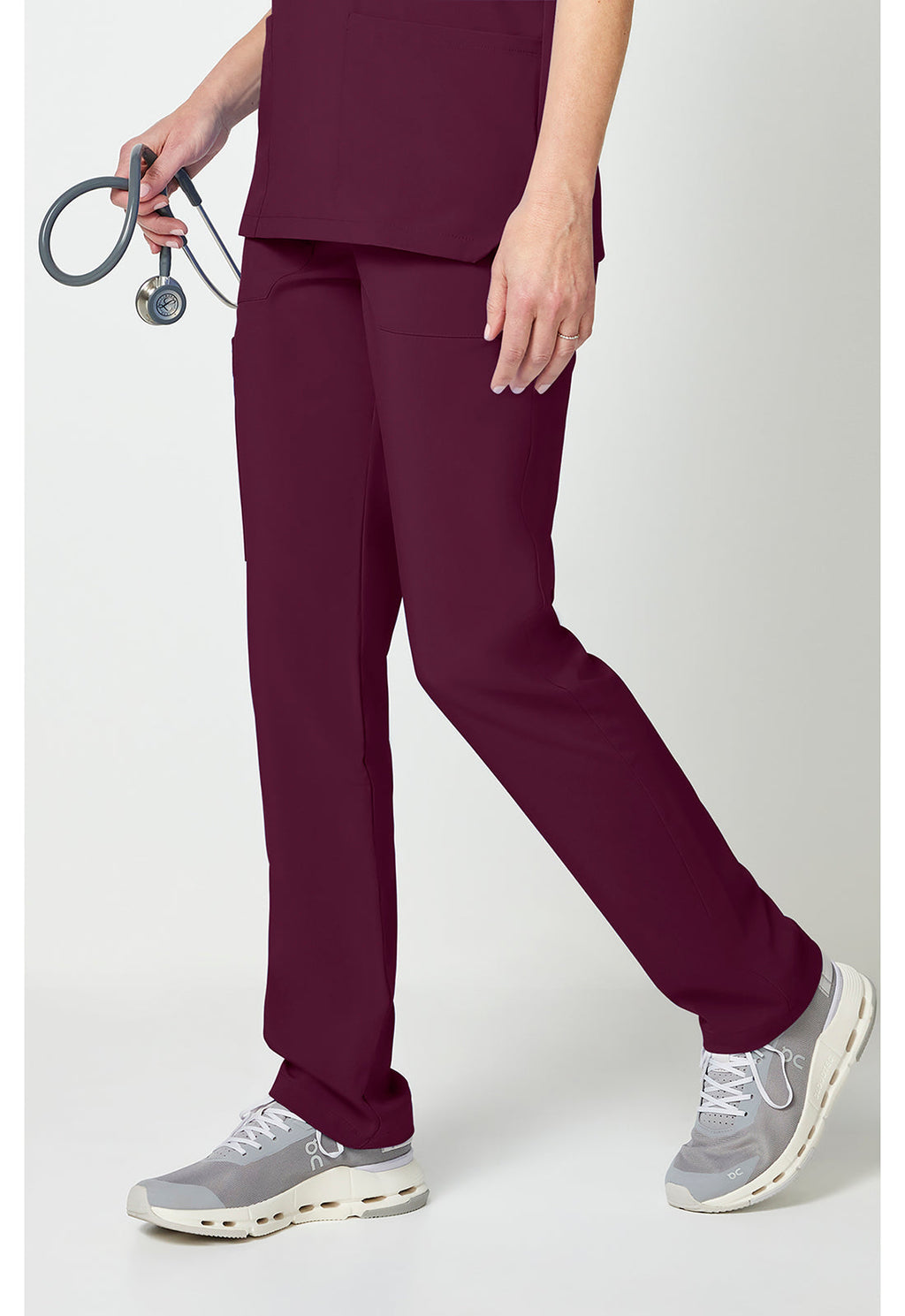 EDS Essentials DK019 Unisex Unisex Natural Rise Tapered Leg Scrub Pants Wine