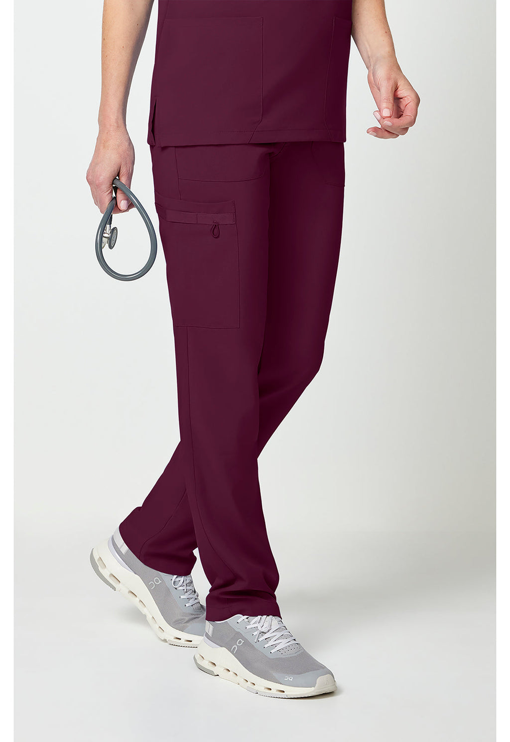EDS Essentials DK019 Unisex Unisex Natural Rise Tapered Leg Scrub Pants Wine