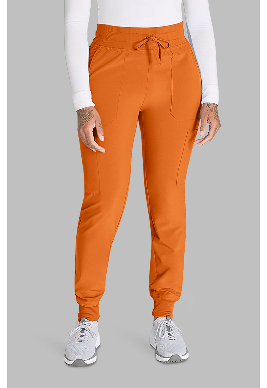 EDS Essentials DK065 Women's Mid Rise Scrub Joggers Apricot Orange