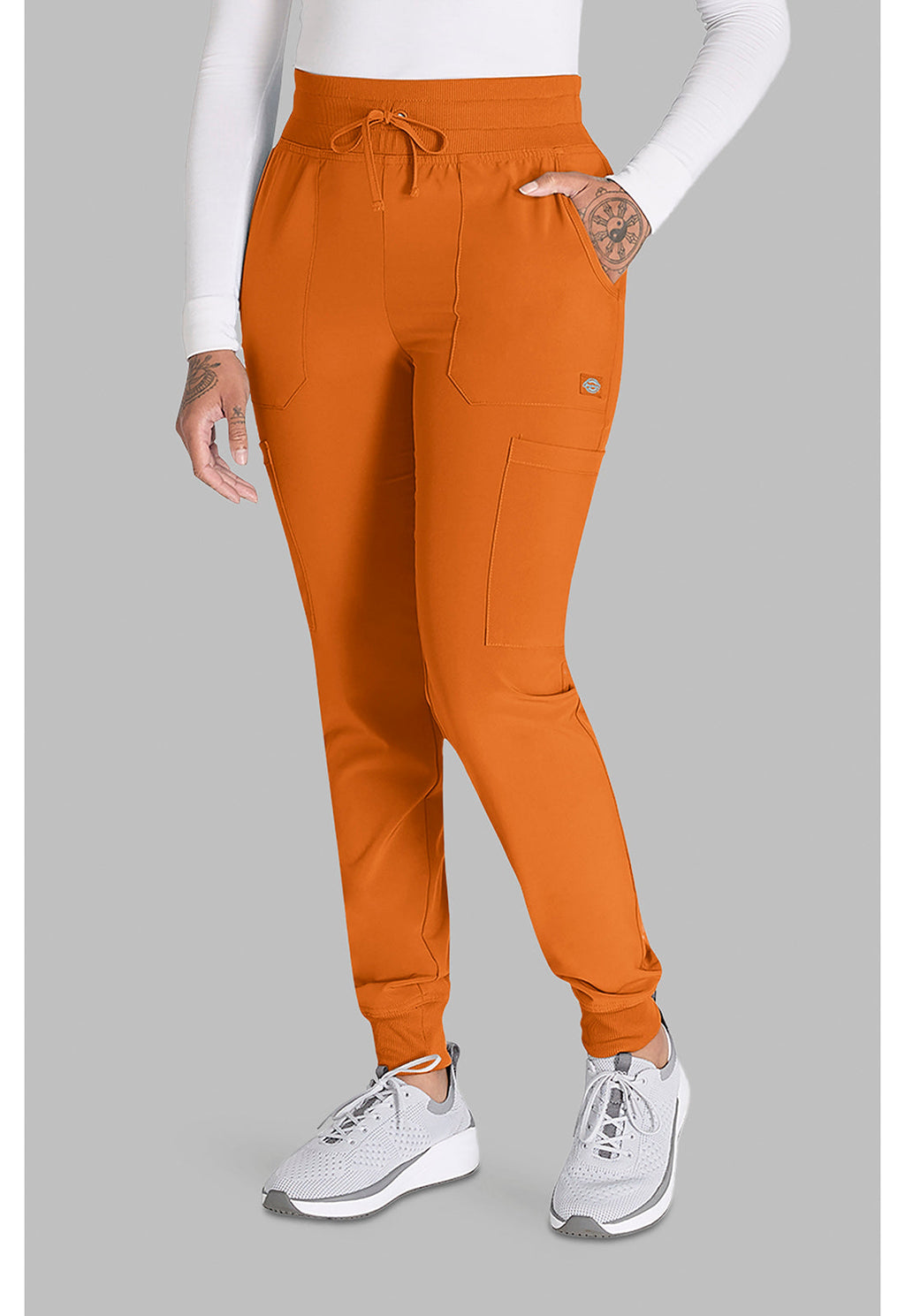 EDS Essentials DK065 Women's Mid Rise Scrub Joggers Apricot Orange