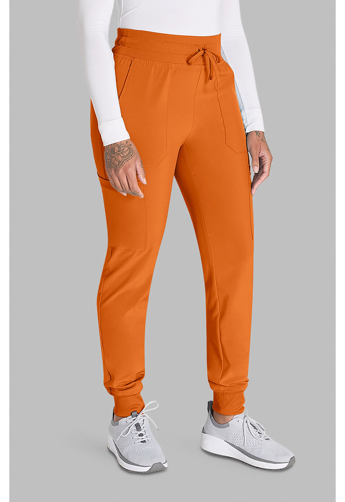 EDS Essentials DK065 Women's Mid Rise Scrub Joggers Apricot Orange
