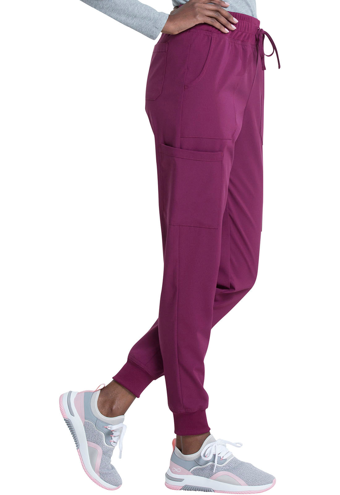 EDS Essentials DK065 Women's Mid Rise Scrub Joggers Wine