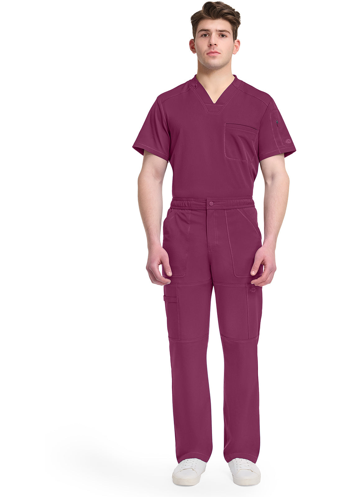 Dynamix DK110 Men's Zip Fly Cargo Scrub Pants Wine