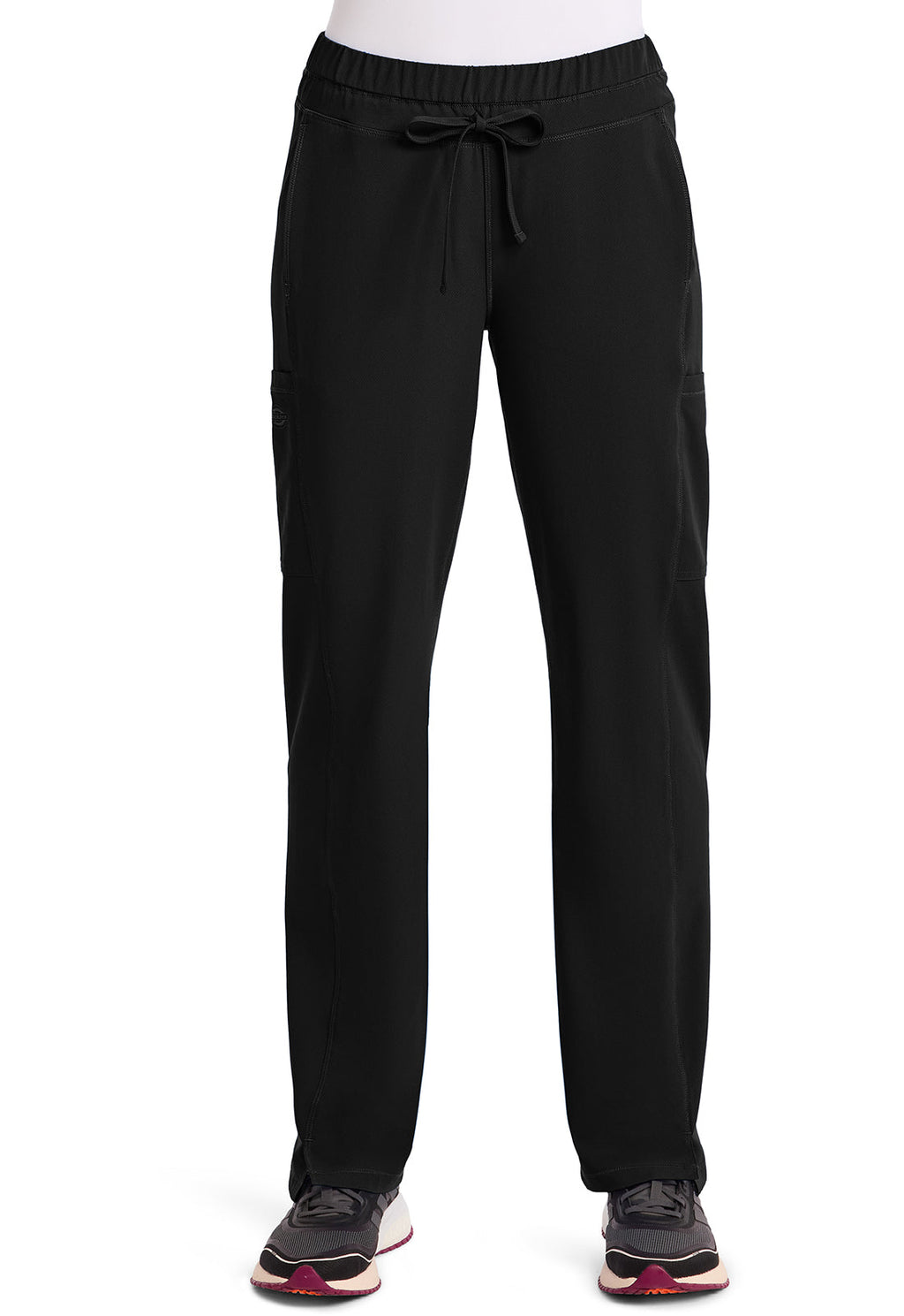 Dynamix DK130 Women's Mid Rise Straight Leg Drawstring Scrub Pants Black