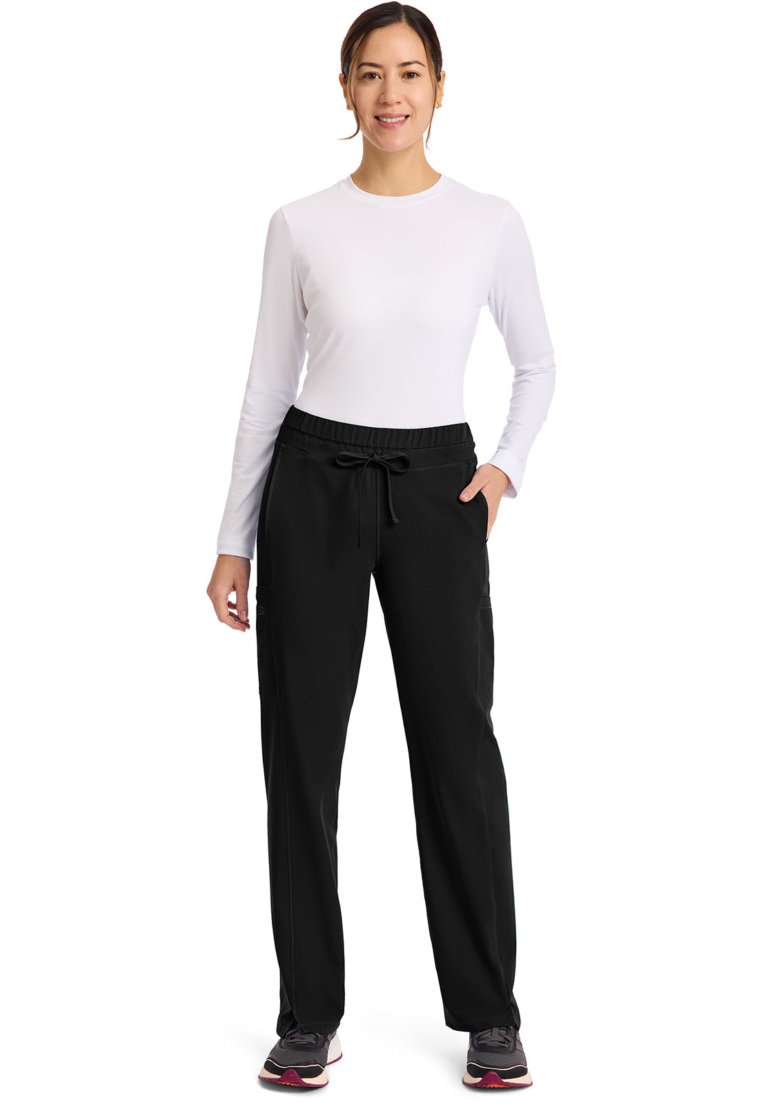Dynamix DK130 Mid Rise Straight Leg Pants Drawstring Pants Black