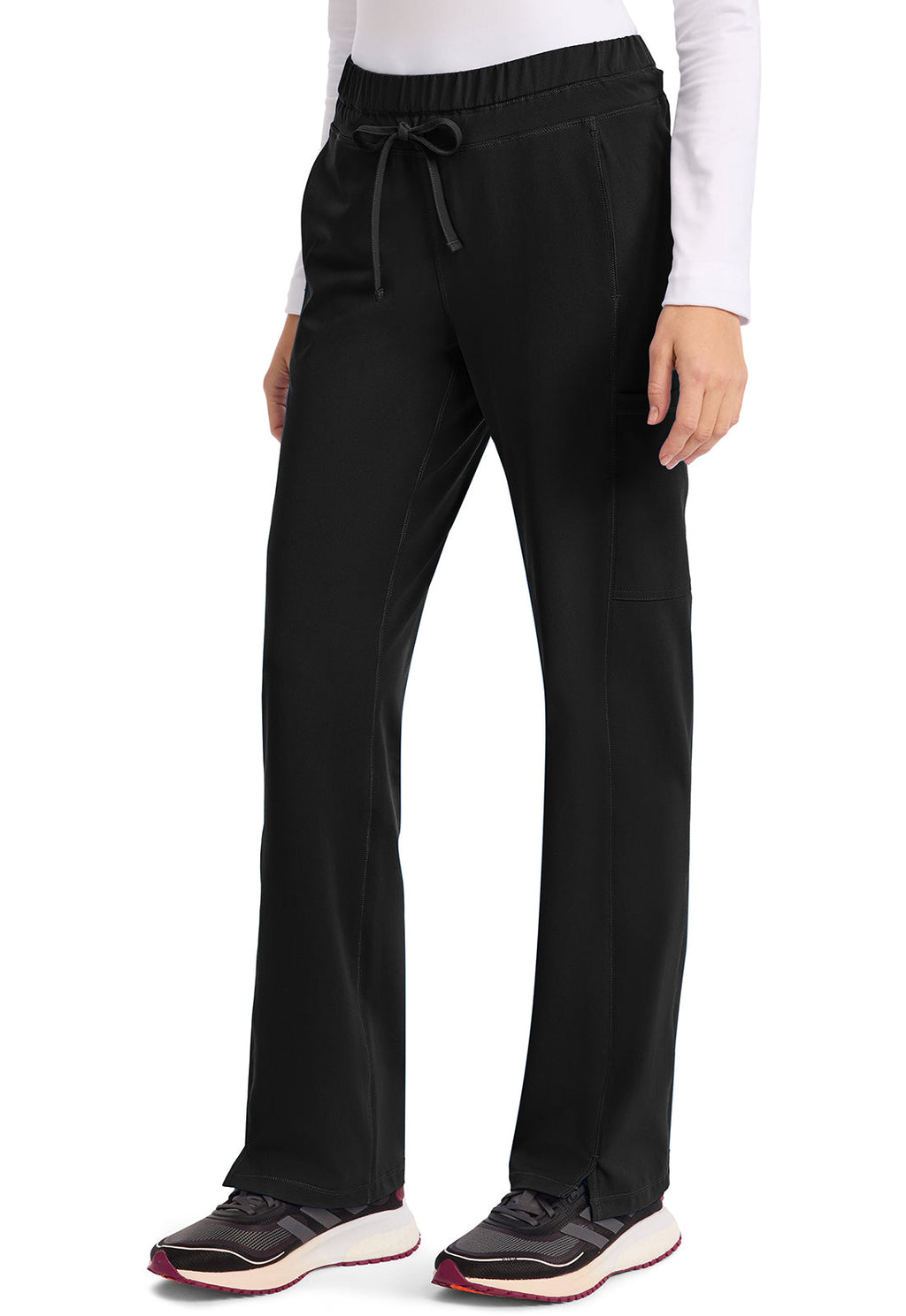 Dynamix DK130 Women's Mid Rise Straight Leg Drawstring Scrub Pants Black