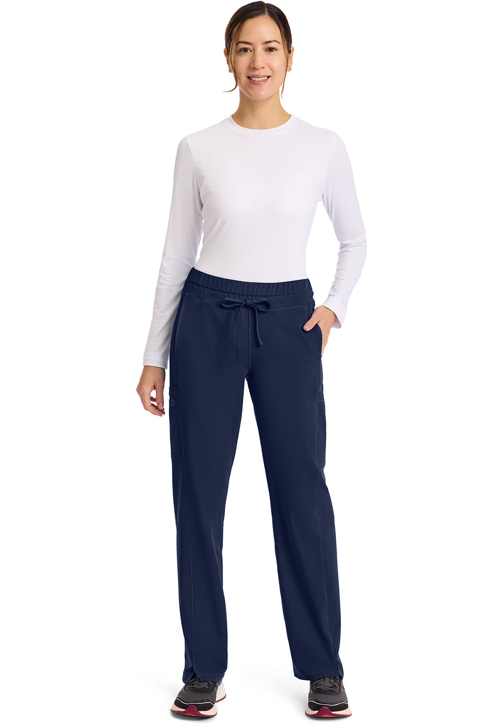 Dynamix DK130 Women's Mid Rise Straight Leg Drawstring Scrub Pants Navy