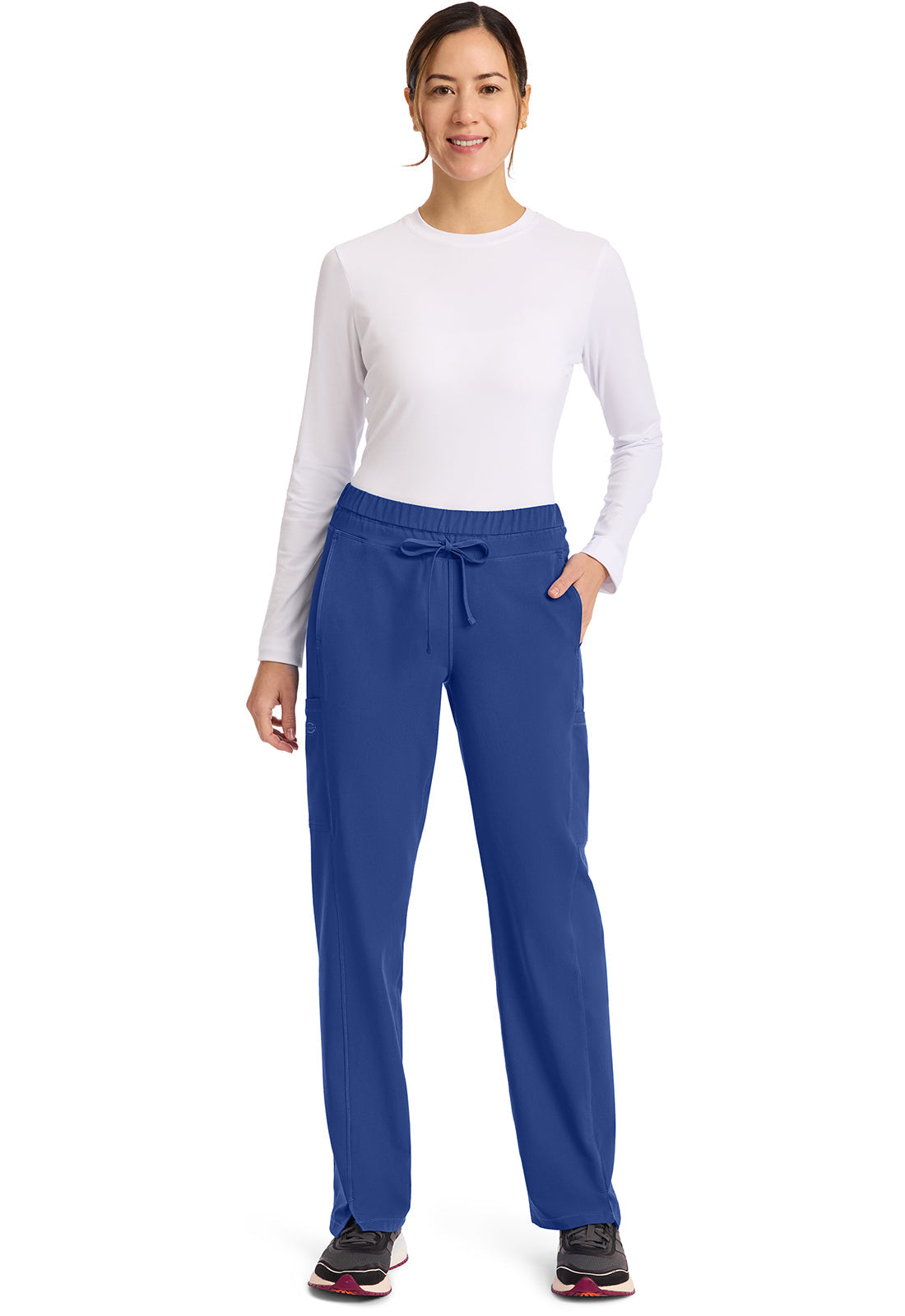 Dynamix DK130 Women's Mid Rise Straight Leg Drawstring Scrub Pants Royal