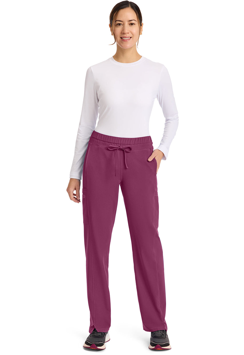 Dynamix DK130 Mid Rise Straight Leg Pants Drawstring Pants Wine