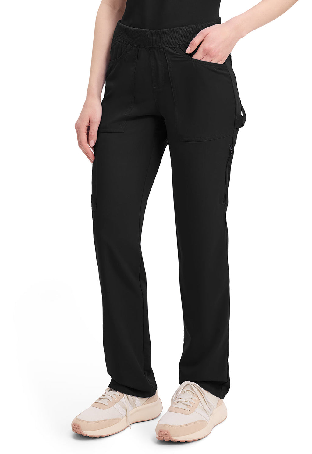 Balance DK135 Women's Mid Rise Tapered Leg Pull-on Scrub Pants Black