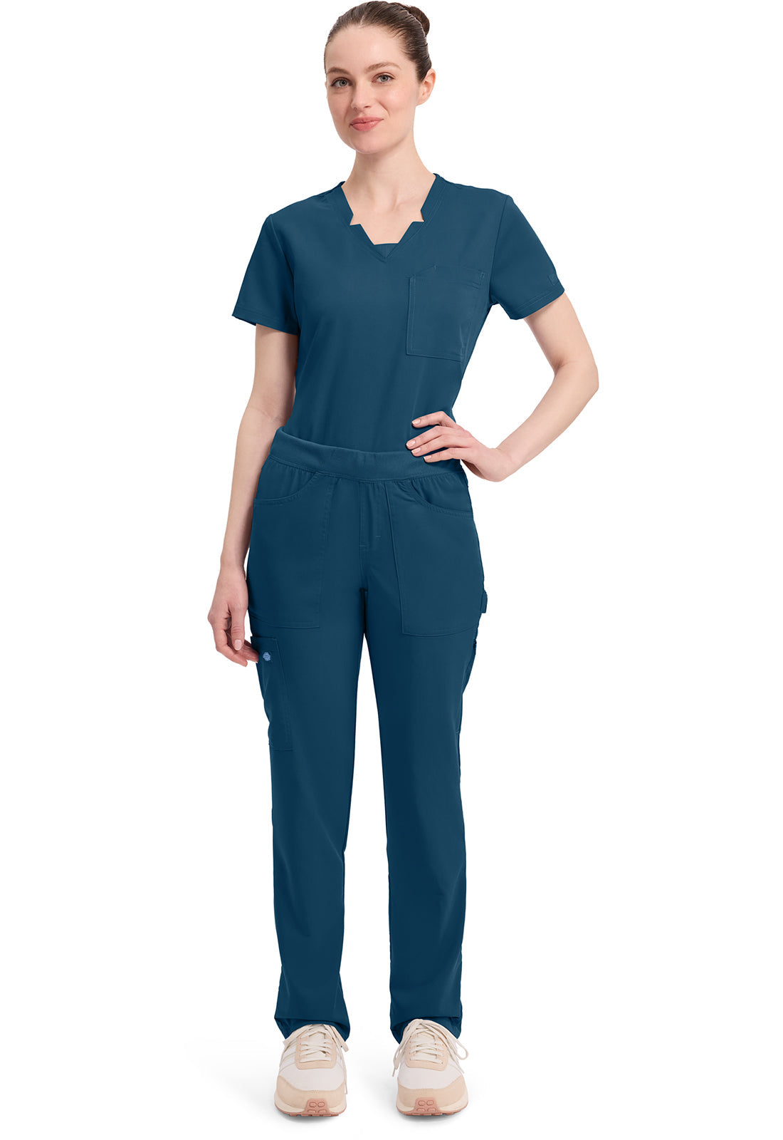 Balance DK135 Women's Mid Rise Tapered Leg Pull-on Scrub Pants Caribbean Blue