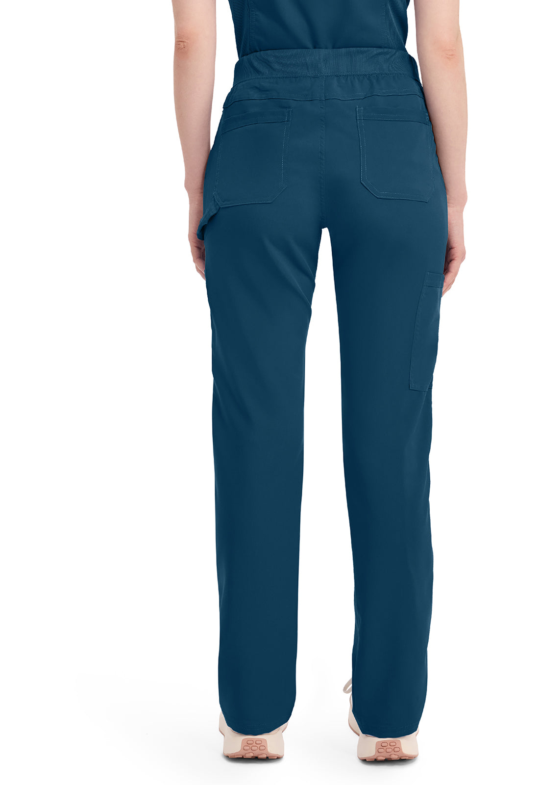 Balance DK135 Women's Mid Rise Tapered Leg Pull-on Scrub Pants Caribbean Blue