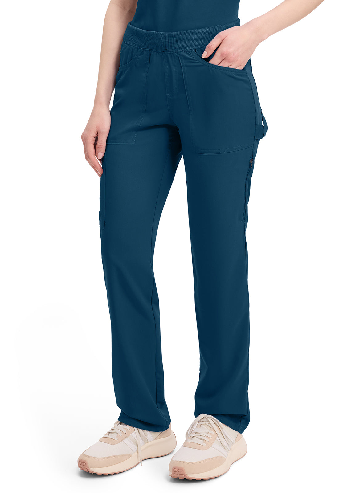 Balance DK135 Women's Mid Rise Tapered Leg Pull-on Scrub Pants Caribbean Blue