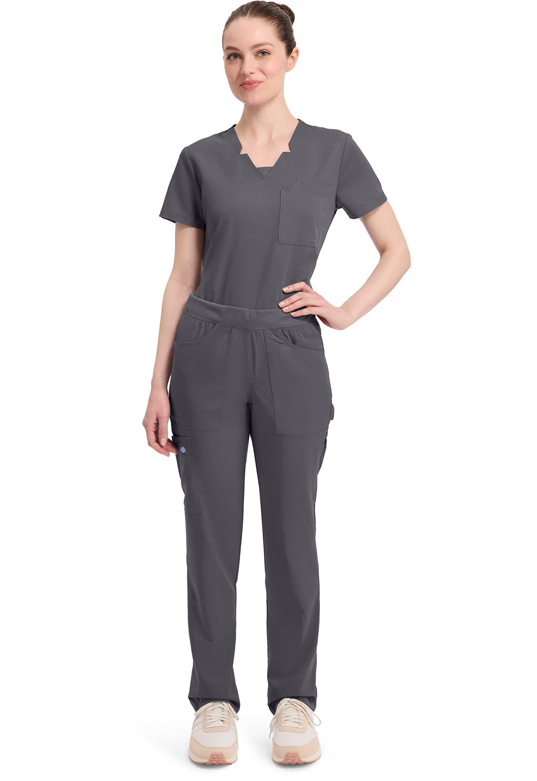 Balance DK135 Women's Mid Rise Tapered Leg Pull-on Scrub Pants Pewter