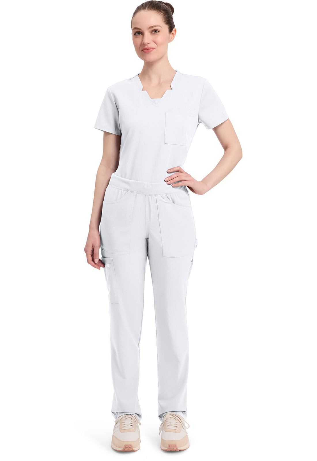 Balance DK135 Women's Mid Rise Tapered Leg Pull-on Scrub Pants White