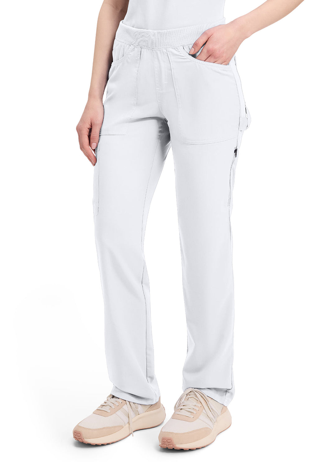 Balance DK135 Women's Mid Rise Tapered Leg Pull-on Scrub Pants White