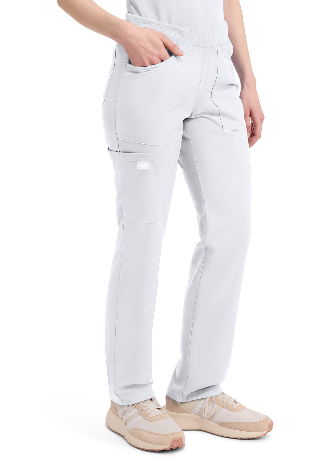 Balance DK135 Women's Mid Rise Tapered Leg Pull-on Scrub Pants White