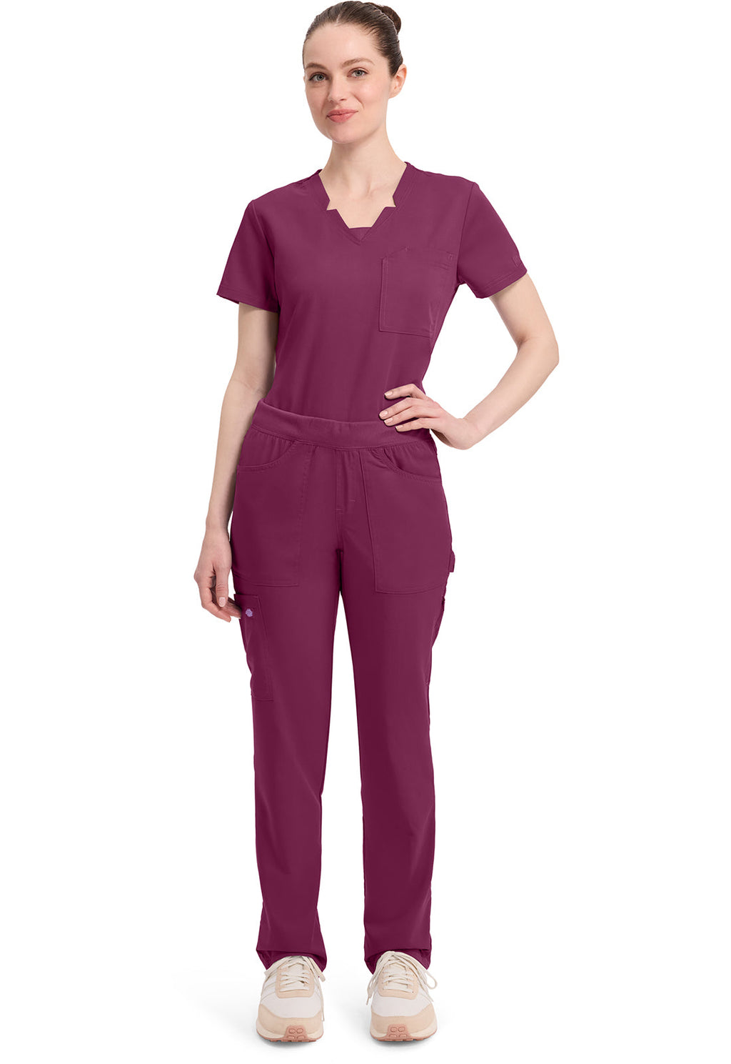 Balance DK135 Women's Mid Rise Tapered Leg Pull-on Scrub Pants Wine