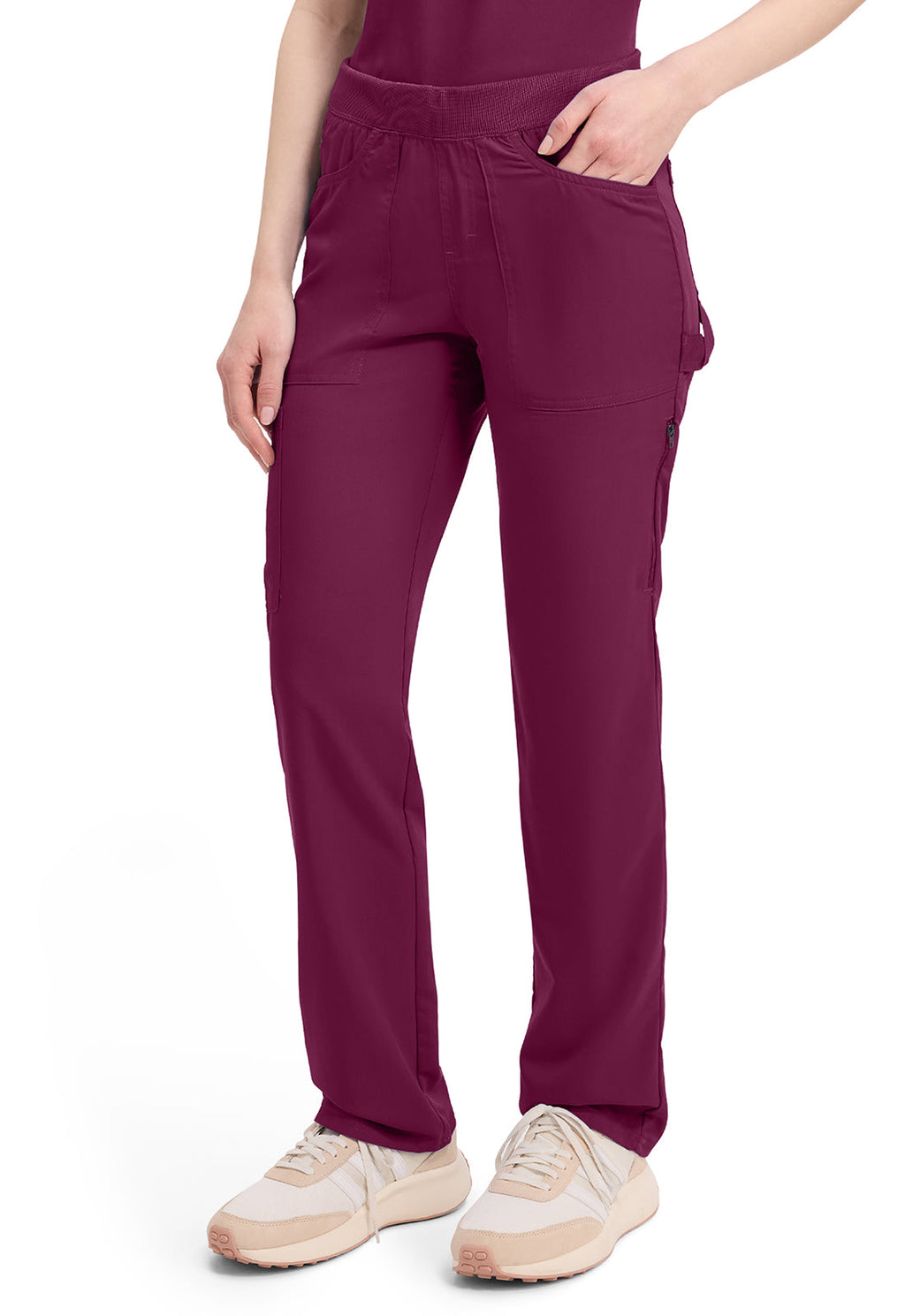 Balance DK135 Women's Mid Rise Tapered Leg Pull-on Scrub Pants Wine