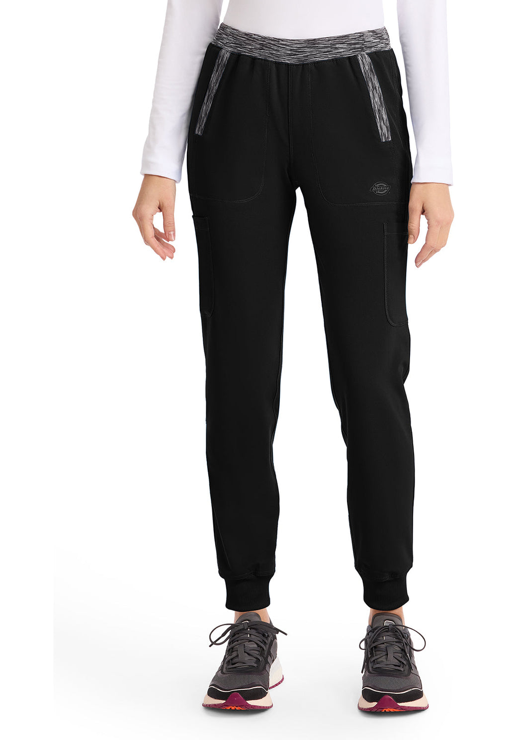 Dynamix DK185 Women's Natural Rise Tapered Leg Jogger Scrub Pants Black