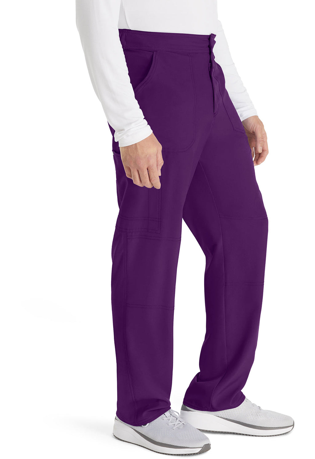 EDS NXT DK216 Men's Mid Rise Zip Fly Straight Leg Pants Eggplant