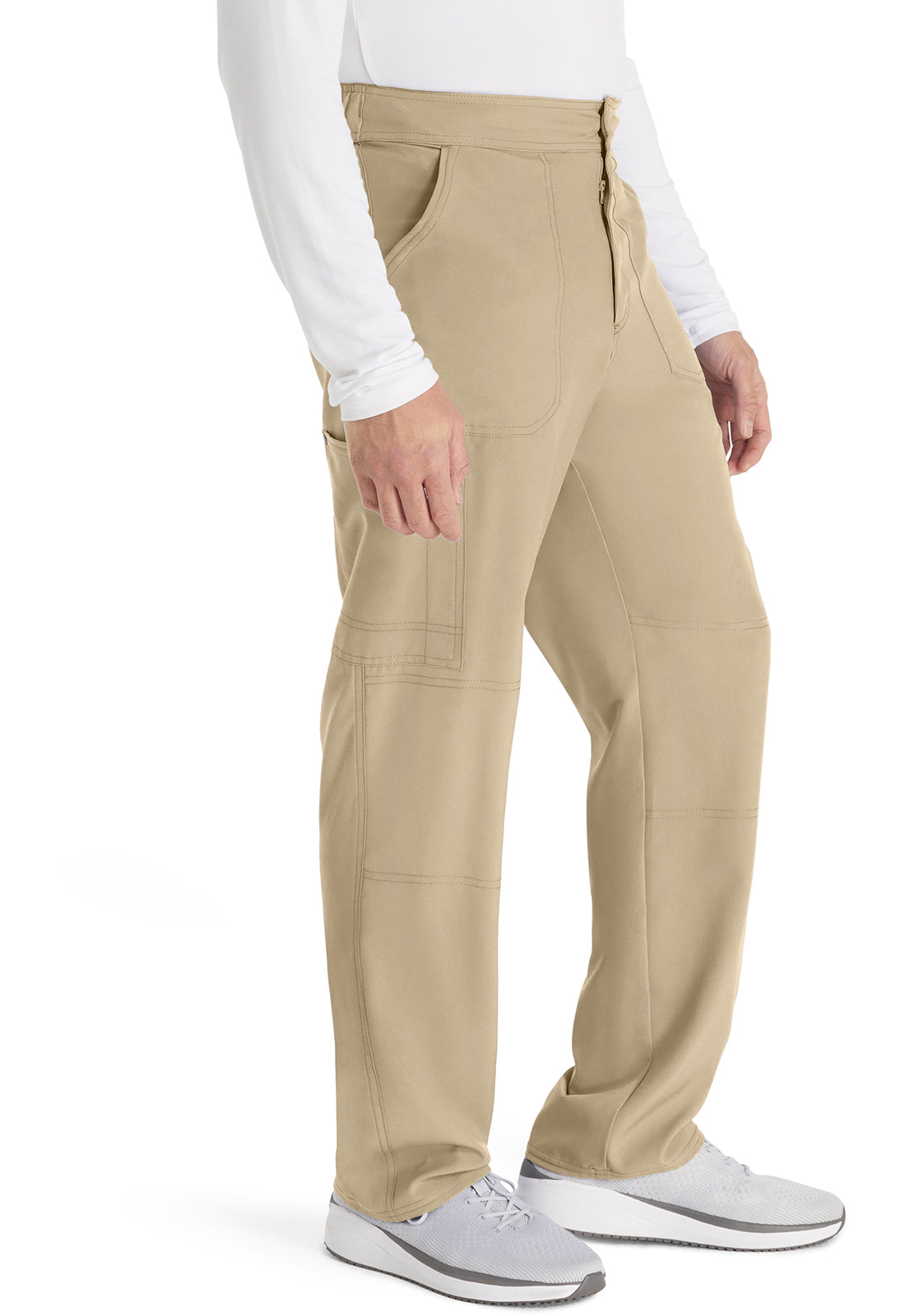 EDS NXT DK216 Men's Mid Rise Zip Fly Straight Leg Pants Khaki