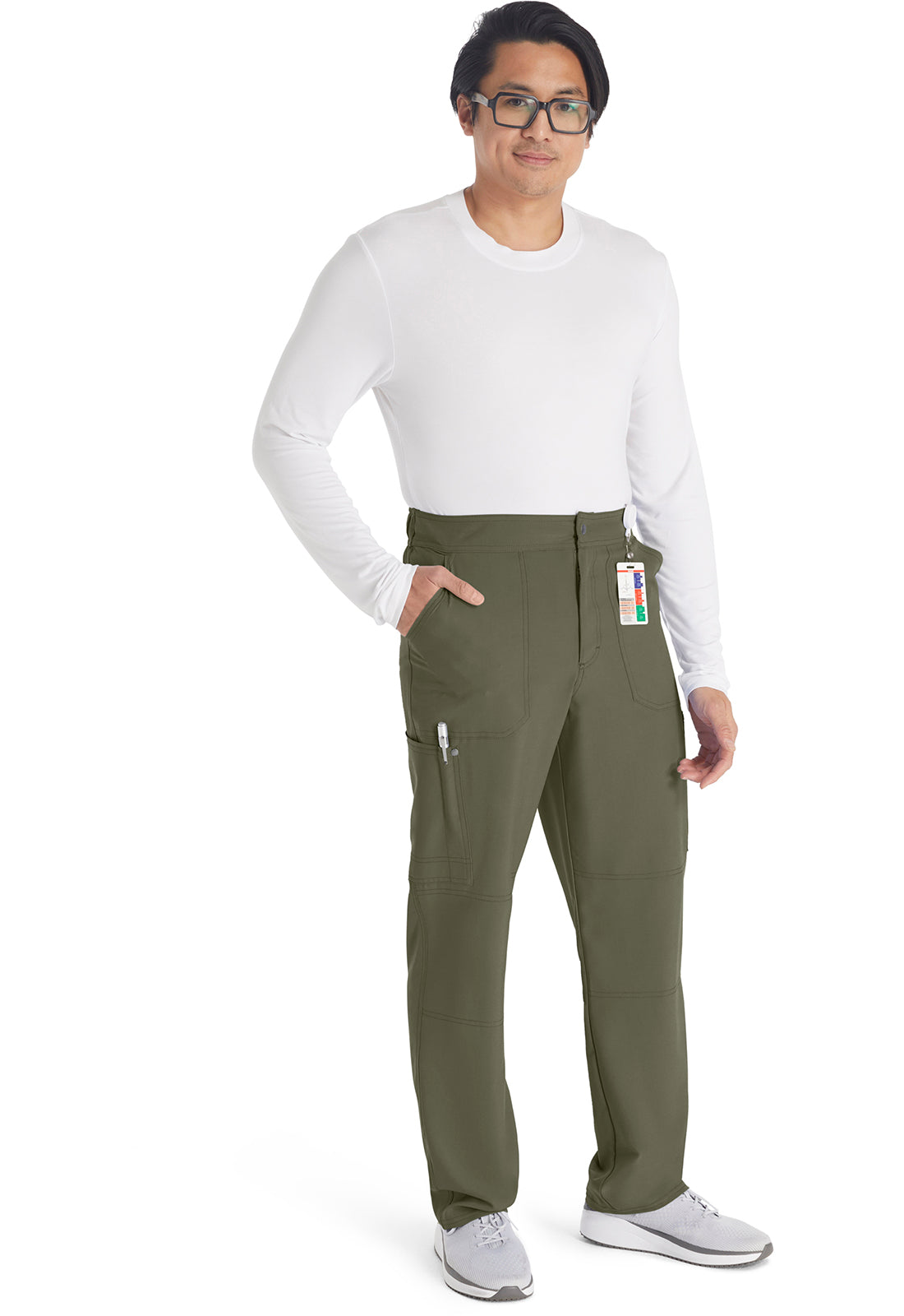 EDS NXT DK216 Men's Mid Rise Zip Fly Straight Leg Pants Olive