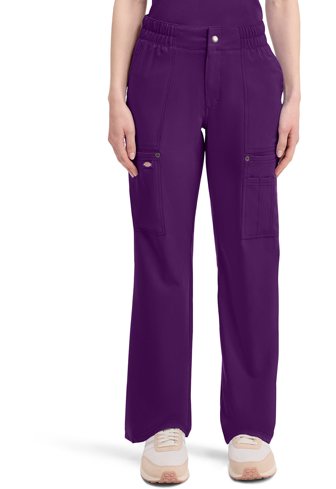 EDS NXT DK219 Mid Rise Zip Fly Wide Leg Cargo Pants Eggplant