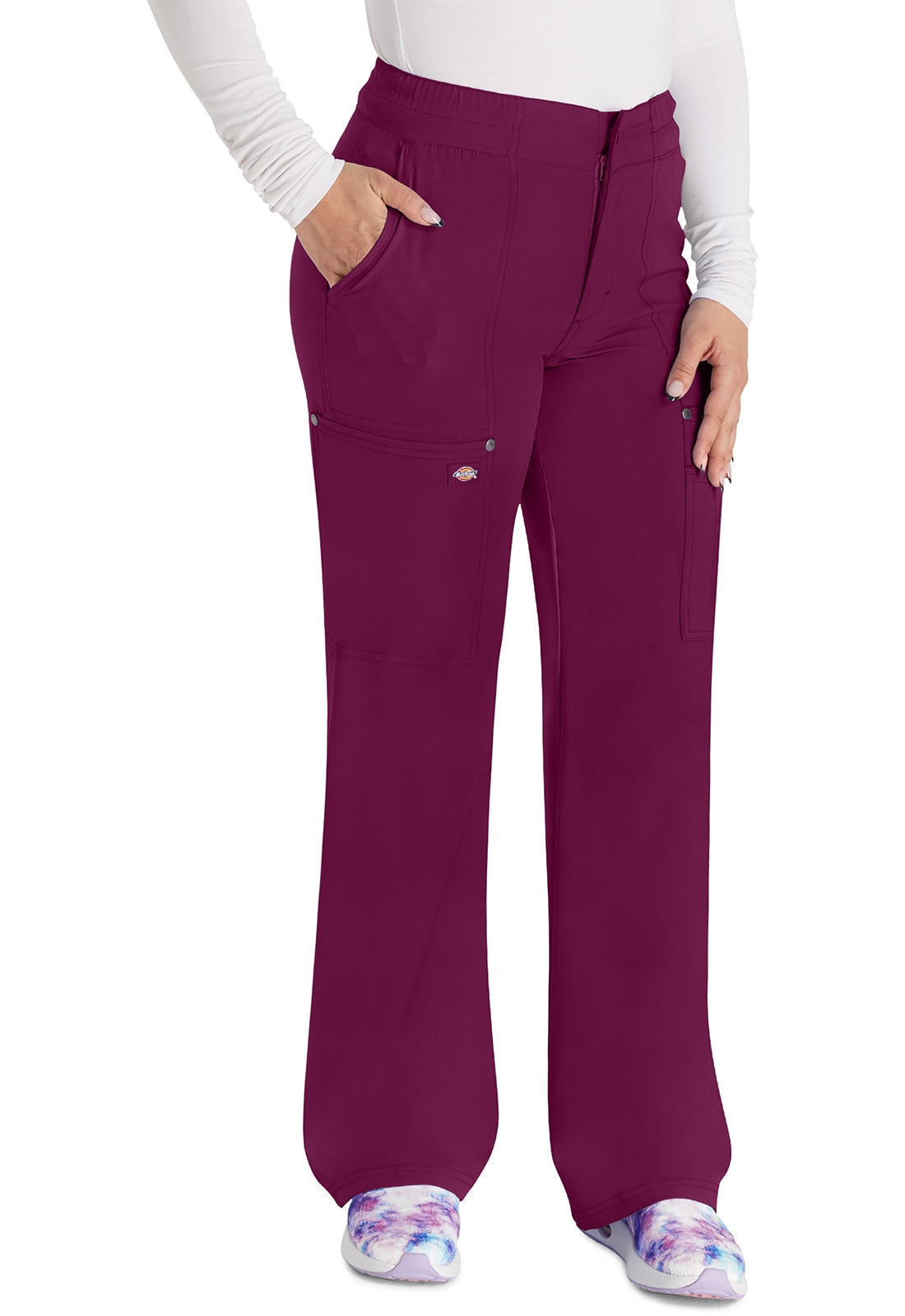 EDS NXT DK219 Mid Rise Zip Fly Wide Leg Cargo Pants Wine