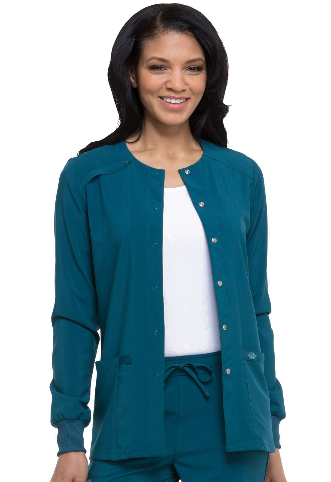 EDS Essentials DK305 Women's Snap Front Warm-up Jacket Caribbean Blue