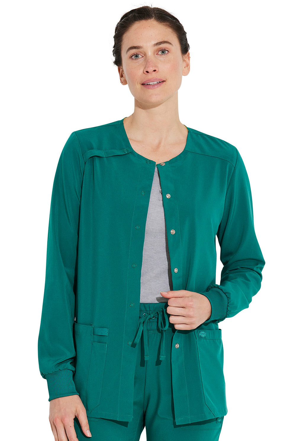 EDS Essentials DK305 Women's Snap Front Warm-up Jacket Hunter Green