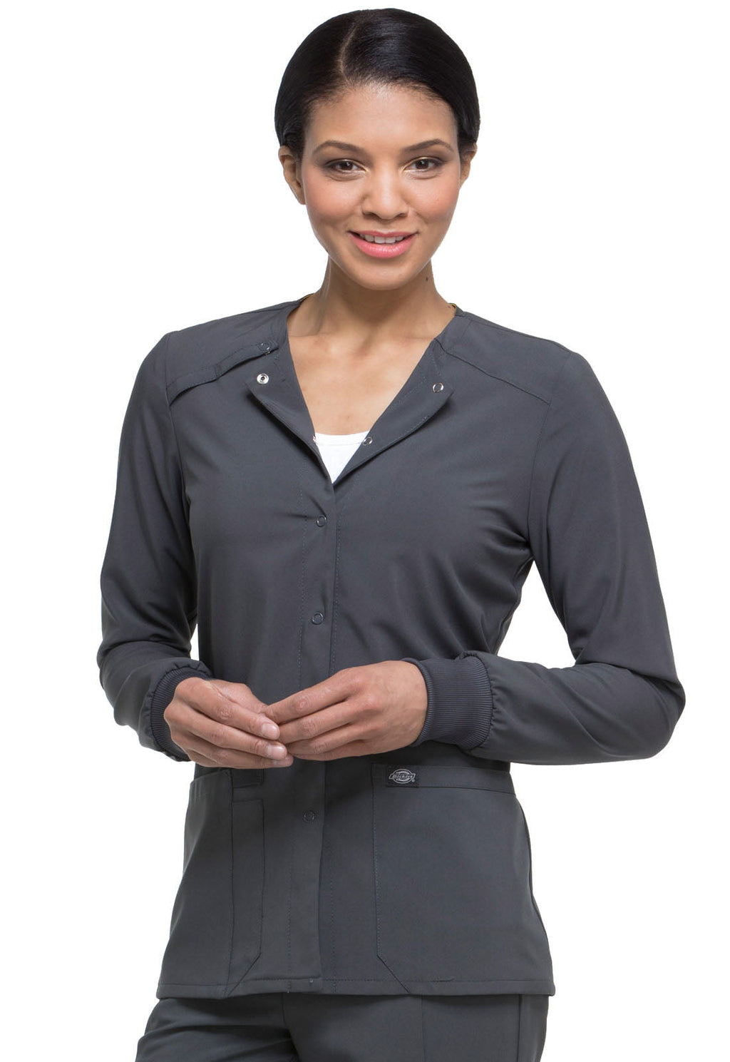 EDS Essentials DK305 Women's Snap Front Warm-up Jacket Pewter